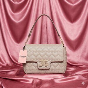 NWT Juicy Couture Gold Bling Cream Heart Embossed Purse